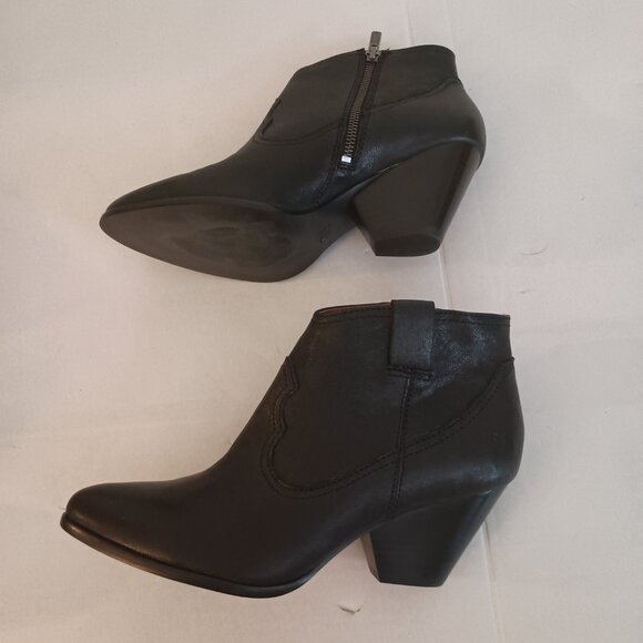 Frye Reina Black Leather Pointed Toe Ankle Booties Women’s 8M - Picture 6 of 13